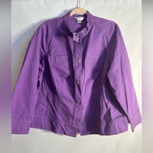 C.J.BANKS STRETCH PURPLE MOTO COTTON & SPANDEX WOMAN JACKET SIZE 1X